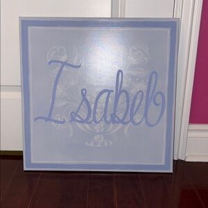Personalized Blue and White Canvas Art “ISABEL”